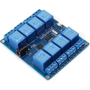 8 Kanal 5 V Seri Haberleşme Kontrollü Röle Kartı (Mikro USB & Pin)