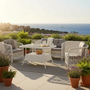 Tu Tienda Tire Rattan 2+1+1+Masa Bahçe Takımı,kayrak Gri