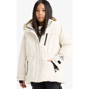 Kız Çocuk Çıkarılabilir Suni Kürk Yaka Kapüşonlu Polar Astarlı Fermuarlı Şişme Kayak Montu F4480A825WN