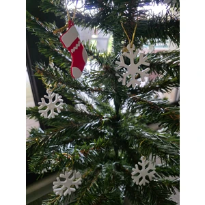 Ceviz Dizayn Çam Ağacı Süsleri – Yılbaşı Süsleri –– Yeni Yıl – Çorap - Kar Tanesi Objeler -  17 Adet Obje