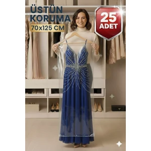 Erfa Plastik Ambalaj Askılı Elbise Poşeti 70×125 cm – Şeffaf Naylon – 25'li Paket | Elbise, Kıyafet, Mont, Takım Elbise, Abiye Koruma Kılıfı