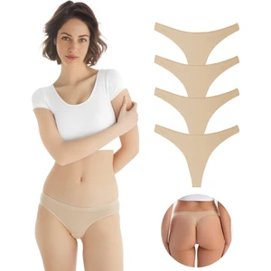 Yohannes Club Yohannesclub, Kadın, Pamuklu Basic Tanga Külot, 4'lü Paket, Ten (Krem) Rengi