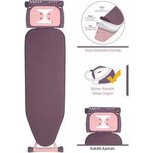 Silvia Özel Dokuma Kumaşlı Ütü Masası Mürdüm