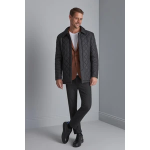 Erkek Kapitone Düğmeli Klasik Mont – Siyah