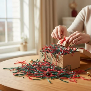 Kağıt Market 1 kg Zigzag Kırpık Kağıt , Kırpıntı Kağıt * Yılbaşı Mix Yeşil / Kırmızı