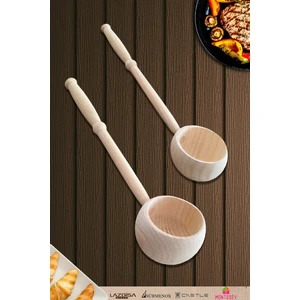 Doğal Dişbudak Ağacı Ahşap Tahta Kepçe Seti Çorba Kepçesi 2 Li Set