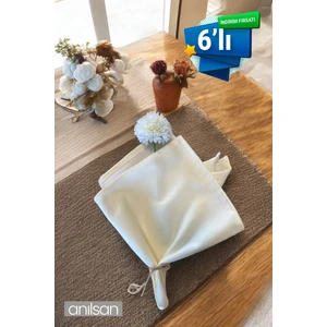 6’lı %100 Pamuk Kumaş Peçete Beyaz 50X50 cm Mutfak Bezi Sofra Sunum Servis Peçetesi