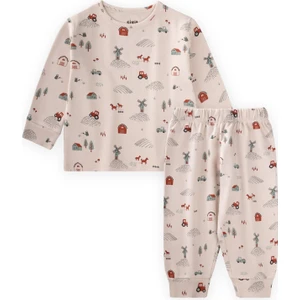 Desenli Mevsimlik Pijama Takım 1-7 Yaş Çiftlik Desen