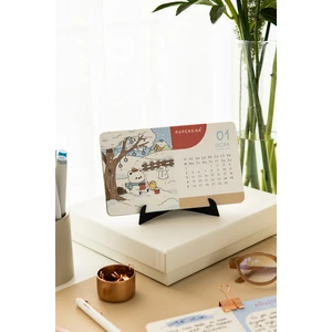 2026 Yılı Karton Ayaklı Masa Takvimi Kawaii - 12X20 cm