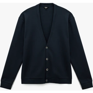 Regular Fit Uzun Kollu V Yaka Pamuklu Düğmeli Hırka