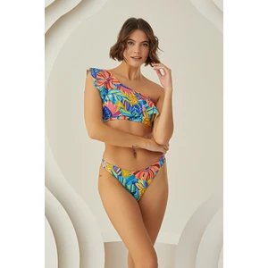 Renkli Fresh Flower Tek Omuz Tek Üst Bikini