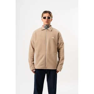 Erkek Zip Oversize Polar Ceket Bej