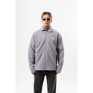 Erkek Zip Oversize Polar Ceket Gri