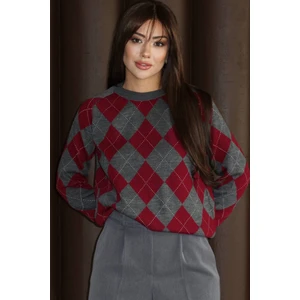 Baklava Desenli Triko Kazak