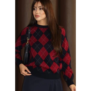 Baklava Desenli Triko Kazak