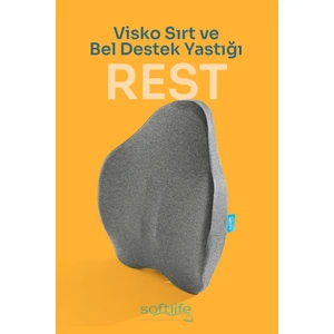 REST Ortopedik Visco Sırt ve Bel Destek Yastığı Bel Destek Minderi 54x42x9 Cm