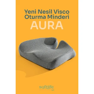 AURA Yeni Nesil Visco Coccyx Oturma Minderi Ortopedik Kuyruk Sokumu Visco Minder 47x41x12 Cm