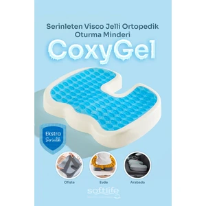 CoxyGel Serinleten Visco Oturma Minderi Jelli Ortopedik Coccyx Kuyruk Sokumu Minderi 45x34x7cm