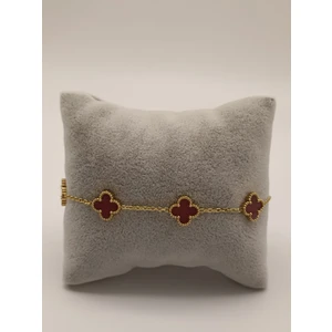 Tılsım Accesories Çelik Mini Yonca Bileklik Bordo