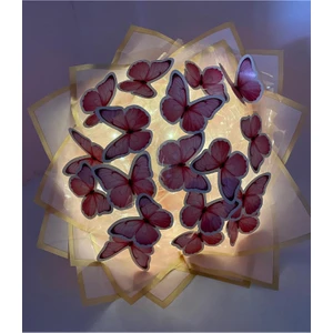 Elif Tasarım Pembe 15' li Kelebek Led’li Dekoratif Buket