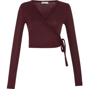 Maysa Kruvaze Bordo Kaşkorse Hırka