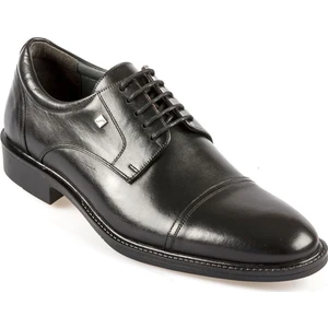 Bağcıklı Siyah Hakiki Deri Kauçuk Taban Erkek Günlük Ayakkabı 8589 46