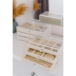 Modern 3 Çekmeceli Takı Bijuteri Mücevher Kutusu Organizer Düzenleyici Beyaz 13 x 23 x 10 cm