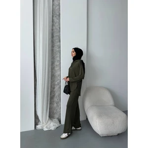 Kadın Oysho Kumaş Tesettür Alt Üst Takım - Haki