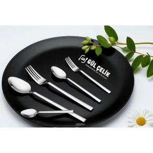 Gül Çelik 60 Parça 12 Kişilik Çatal Kaşık Seti Sade Model 18/0 Kalite