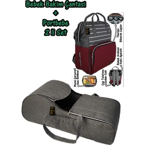 Portbebe Ana Kucağı Puset + Hastane Çıkışı Anne Bebek Bakım Çantası 2 Li Set