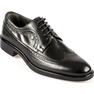 Bağcıklı Siyah Hakiki Deri Kauçuk Taban Erkek Klasik Ayakkabı 8582 46