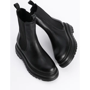 Kadın Kalın Taban Elastik Yan Bantlı Günlük Bot Bekira Siyah