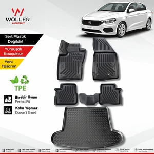 Fiat Egea Paspas Bagaj Havuzu Set Sedan 2015 2025 Arası 3D Wöller Ultraflex Set
