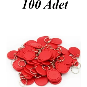 (100 ADET)125 Khz Proximity Anahtarlık, Göstergeç Anahtarlık, Manyetik Anahtarlık-Kırmızı