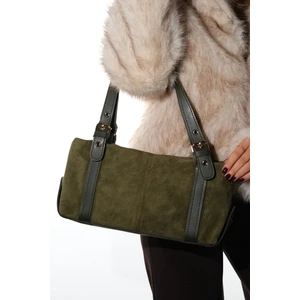 Nerına Yeşil Süet Hakiki Deri Kadın Kol Çantası