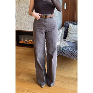 Ütü Çizgi Detay Palazzo Jean- Açık Kahve