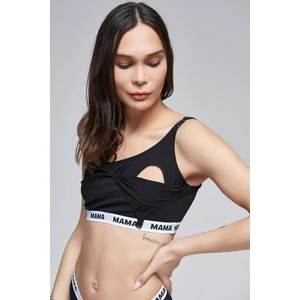 For You Moda Mama Baskılı Siyah Hamile Emzirme Sütyen Külot Takım