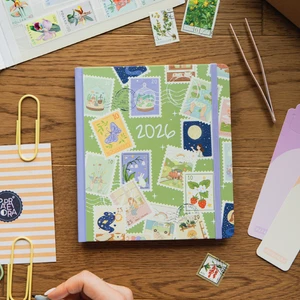 2026 Dikey Haftalık Ajanda 12 Aylık Sert Kapak 18 x 20 cm - Yeşil