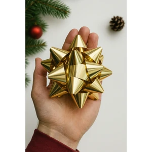 3 Adet Parlak Gold/altın Büyük BOY-10CM Metalik Fiyonk Kutu ve Ambalaj Süsü Rafya Yapışkanlı Yıldız