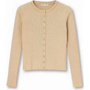 6931 Kadın Düğmeli Fitilli Triko Hırka Camel