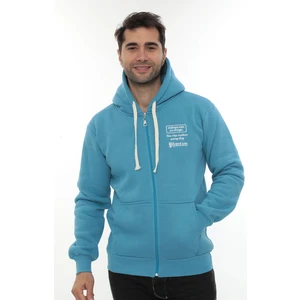 PHANTOM JEANS Erkek Turkuaz Standart Fit Normal Kesim Içi Polarlı Tam Fermuarlı Kapüşonlu Pamuklu Sweatshirt