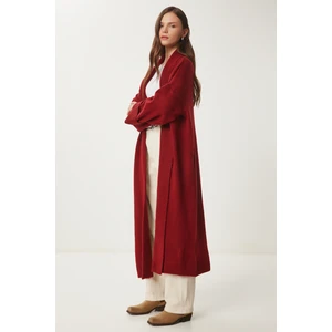 Happiness İstanbul Şal Yaka Uzun Triko Hırka LHİ0004 Kiremit