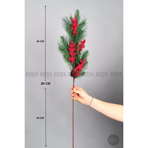 Kokina 80 cm Bol Meyveli ve Kozalaklı Yılbaşı Bitkisi Tek Dal