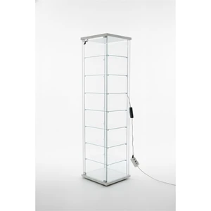 Artinoks Home 7 RAFLI KİLİTLİ LEDLİ BEYAZ (Gümüşlük, Büfe, Koleksiyon, Sunu, Sergi, Kitaplık)