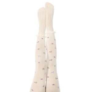 Marshmallow Kız Çocuk Çiçekli Fırfırlı 100 Denye Külotlu Çorap