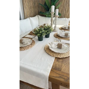 Decamor Home Keten Dokulu Ekru Runner (Peçetesiz)