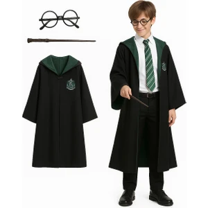 Premium Harry Potter Kostüm Seti Kostüm +Gözlük+ Asa