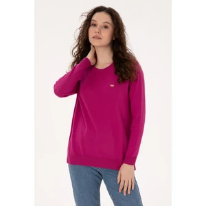 U.S. Polo Assn. Kadın Pembe Bisiklet Yaka Basic Kazak 50313579-VR252