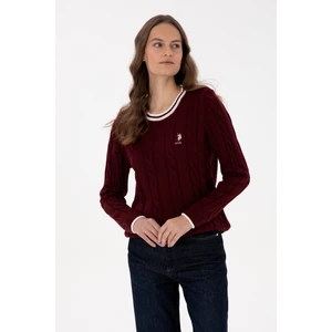 U.S. Polo Assn. Kadın Bordo Bisiklet Yaka Kazak 50317182-VR014