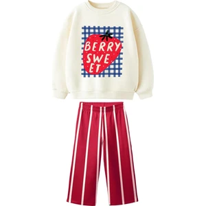 Kız Çocuk Baskılı 3 Iplik Pamuklu Kumaş Alt Üst Takım